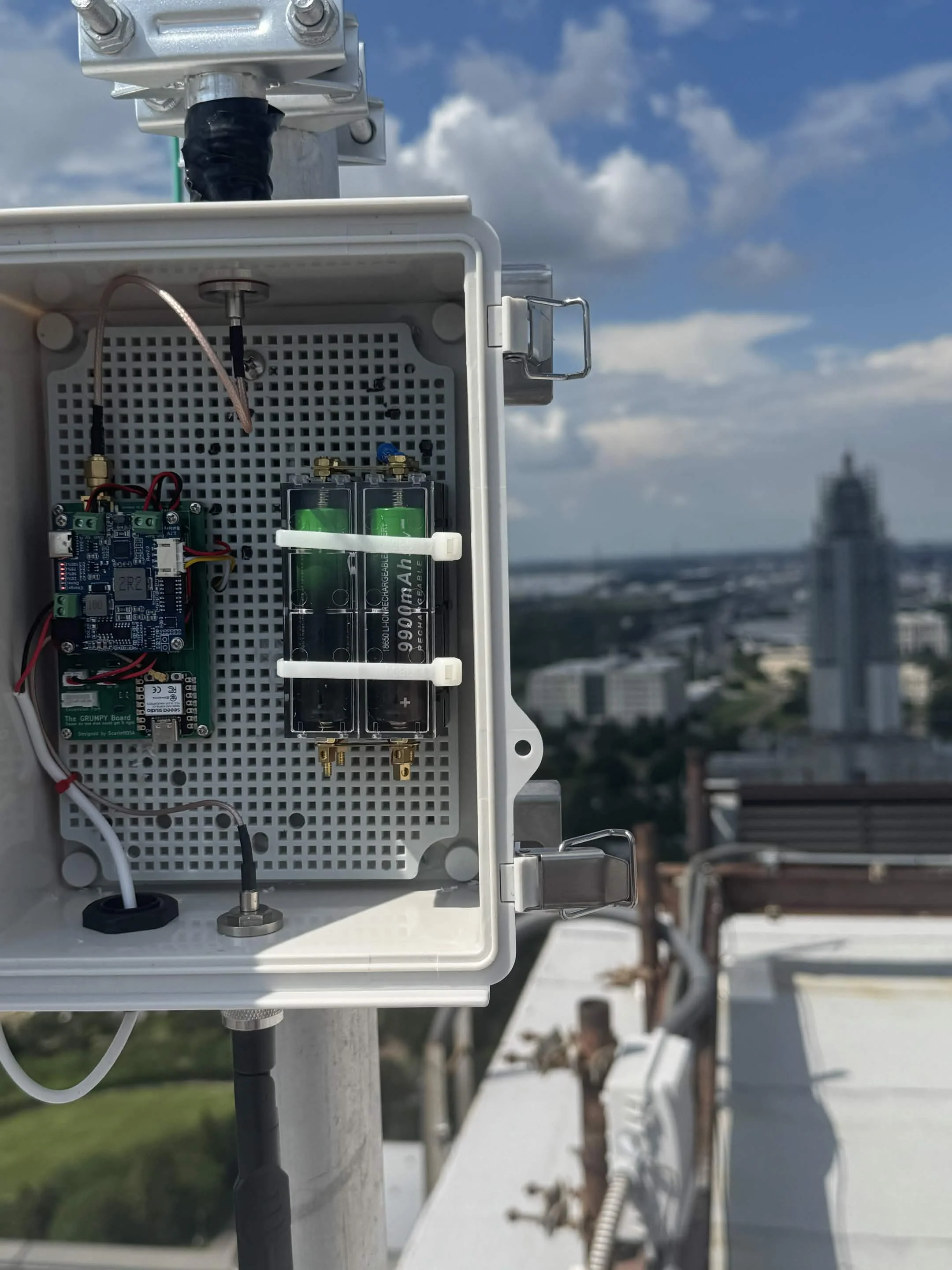 Finished Grumpy Board installed on a tower